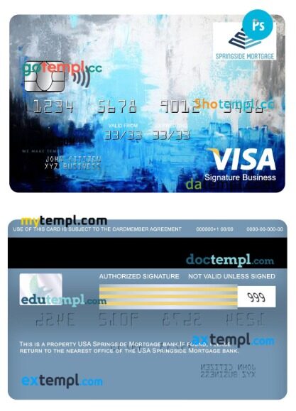 USA Springside Mortgage bank visa signature business card template in PSDÂ format USA Springside Mortgage bank visa signature business card template in PSDÂ format