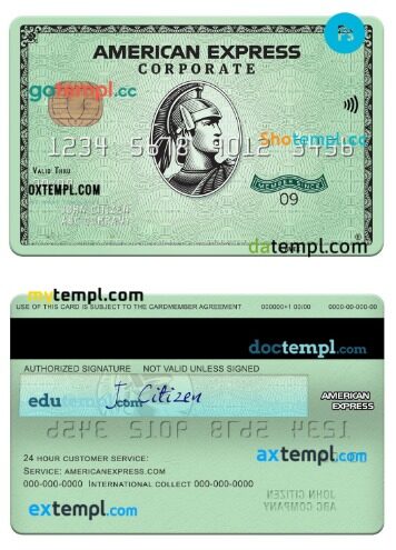 USA State Street Corporation bank amex green corporate card template in PSDÂ format USA State Street Corporation bank amex green corporate card template in PSDÂ format