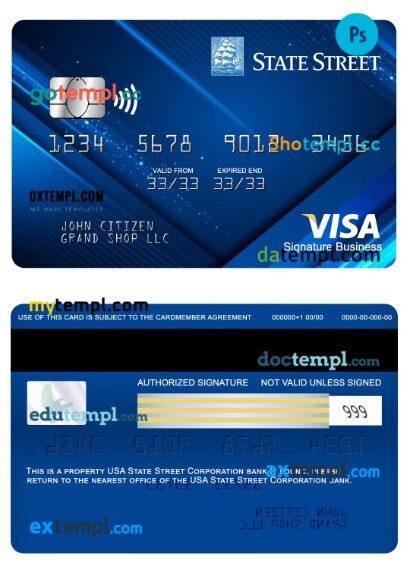 USA State Street Corporation bank signature business card template in PSDÂ format USA State Street Corporation bank signature business card template in PSDÂ format