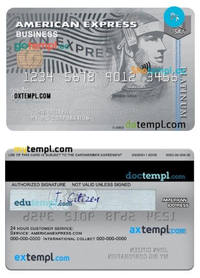 USA USAA bank Amex business card template in PSDÂ format USA USAA bank Amex business card template in PSDÂ format