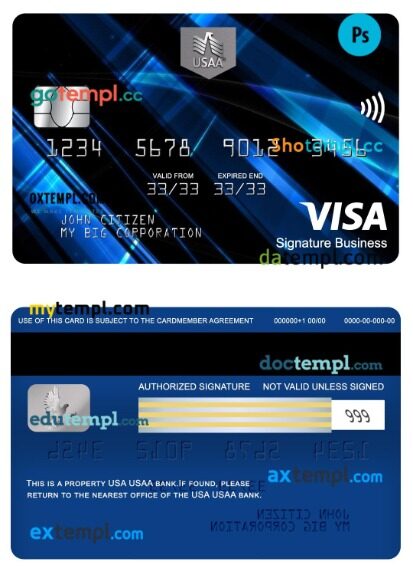 USA USAA bank visa signature business card template in PSDÂ format USA USAA bank visa signature business card template in PSDÂ format