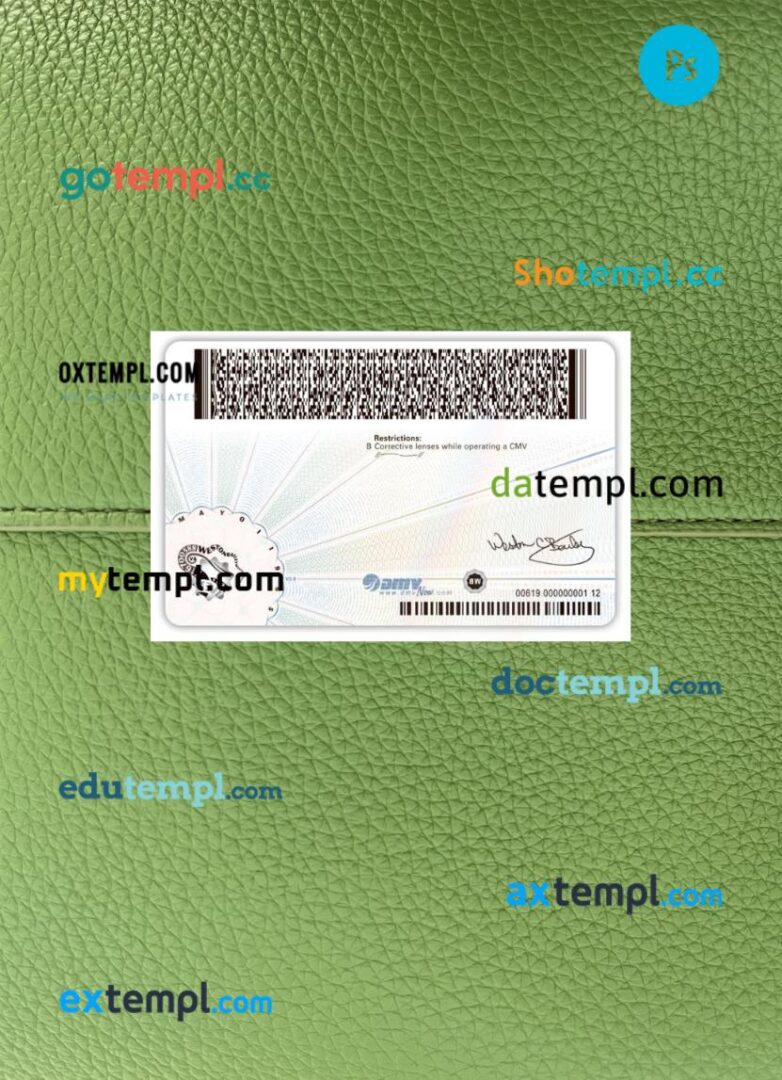 USA Virginia commercial driving license PSD files, scan look and photographed image, 2 in 1, 2023-present USA Virginia commercial driving license PSD files, scan look and photographed image, 2 in 1, 2023-present - Image 2