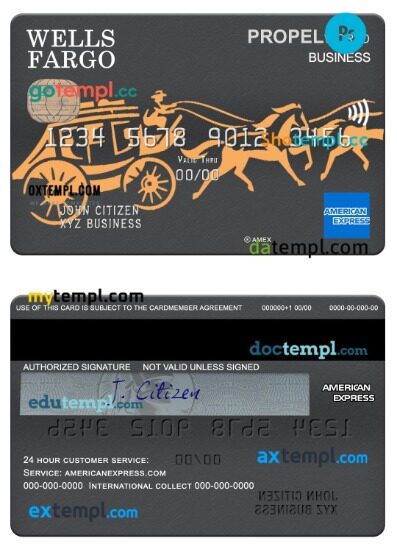USA Wells Fargo bank Amex business card template in PSDÂ format USA Wells Fargo bank Amex business card template in PSDÂ format