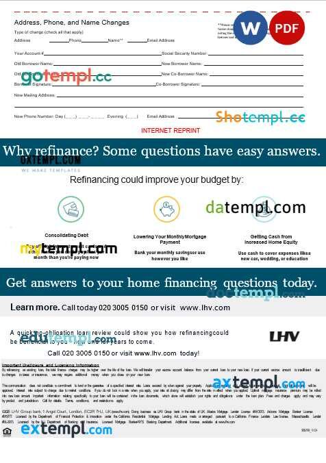 United Kingdom LHV Group bank mortgage statement in Word and PDF formats, 3 pages United Kingdom LHV Group bank mortgage statement in Word and PDF formats, 3 pages
