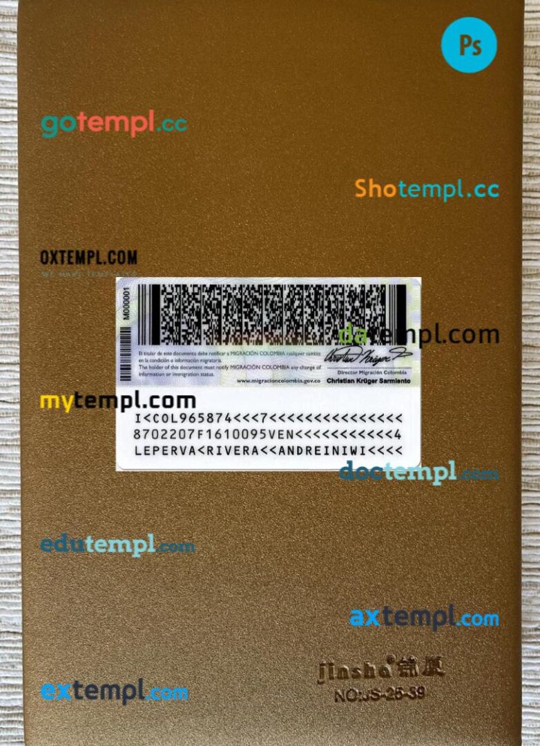 Colombia ID card PSD files, scan look and photo-realistic look, 2 in 1, 2016-present Colombia ID card PSD files, scan look and photo-realistic look, 2 in 1, 2016-present - Image 2