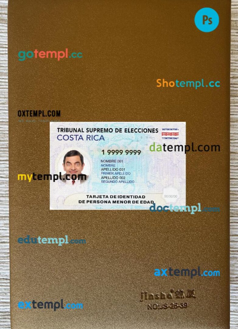 Costa Rica ID card PSD files, scan look and photo-realistic look, 2 in 1, new version