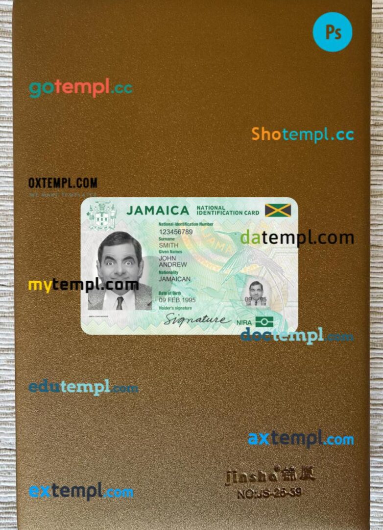 Jamaica ID card PSD files, scan look and photo-realistic look, 2 in 1, 2021-present