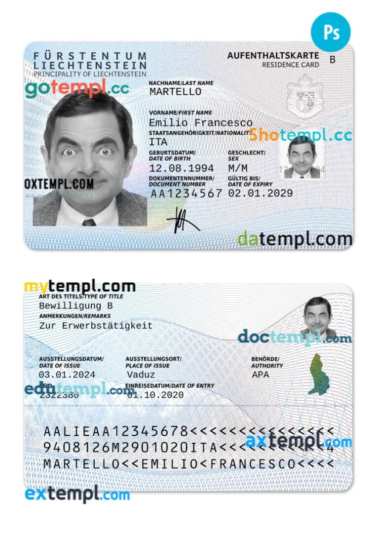 Liechtenstein residence permit PSD example